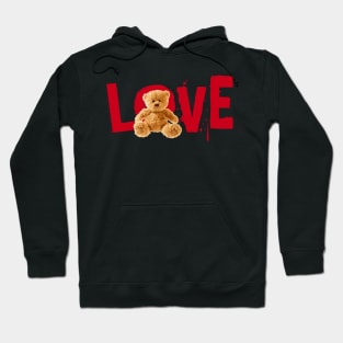 Love slogan with teddy bear Hoodie